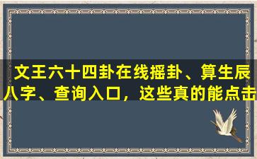  文王六十四卦在线摇卦、算生辰八字、查询入口，这些真的能点击进入吗